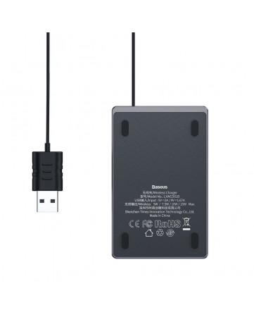 Baseus Ultra Thin ασύρματος φορτιστής Qi Charge 15W με Καλώδιο USB WX01B-01 μαύρος