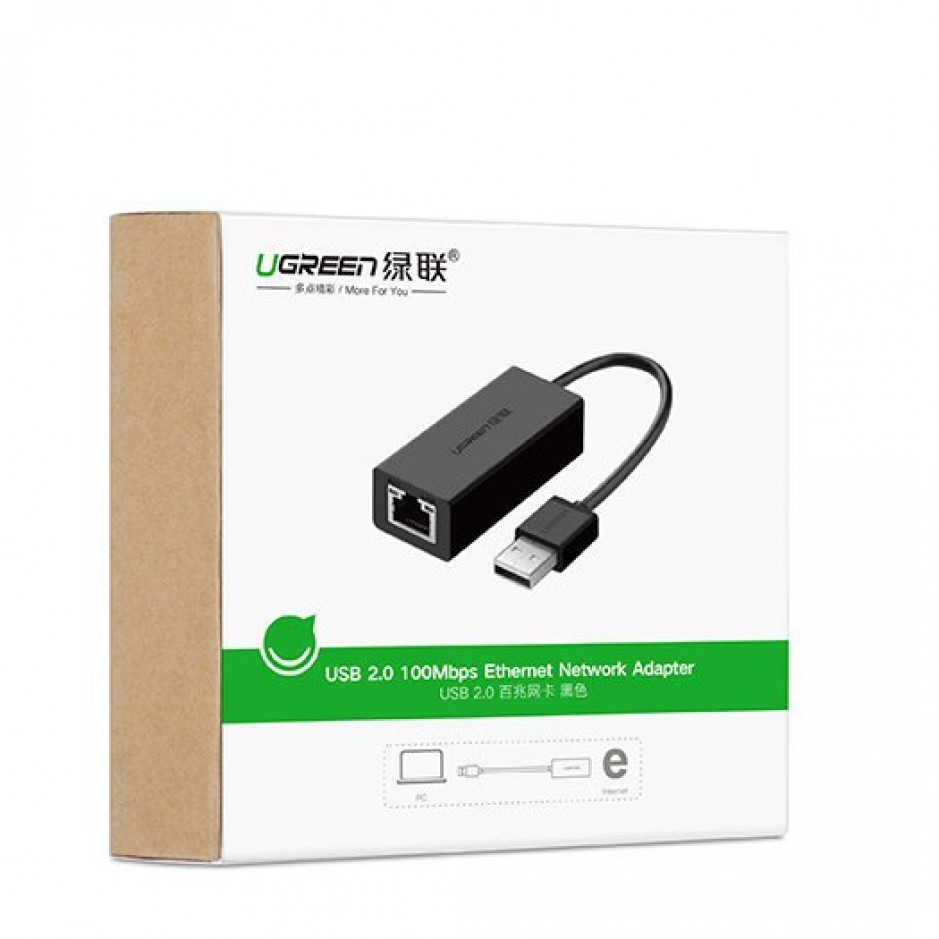 Εξωτερική κάρτα δικτύου USB 2.0 Ugreen (CR110 20254) μαύρη
