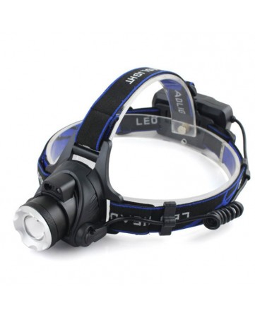 Επαναφορτιζόμενος LED φακός κεφαλής T6 με LED zoom μαύρος