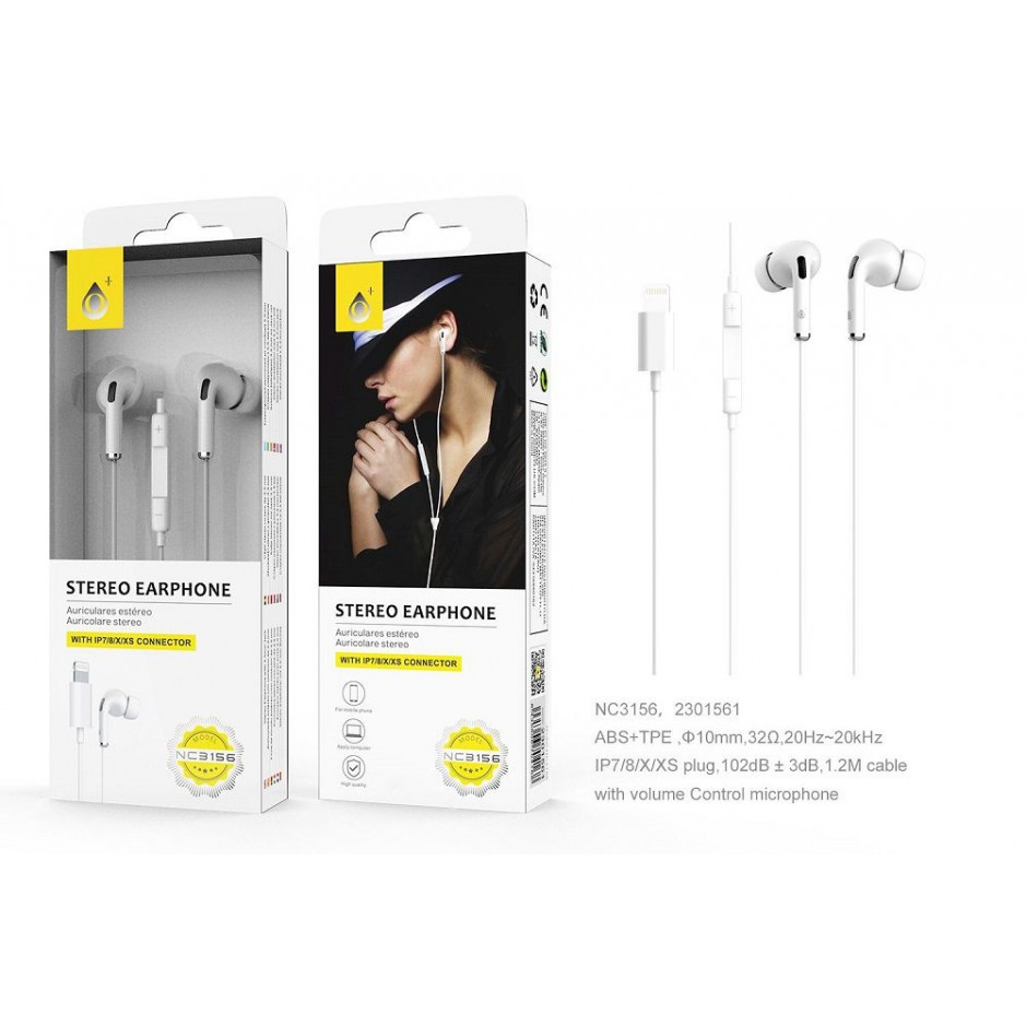 Ακουστικά handsfree Lightining για iphone One Plus NC3156 λευκά