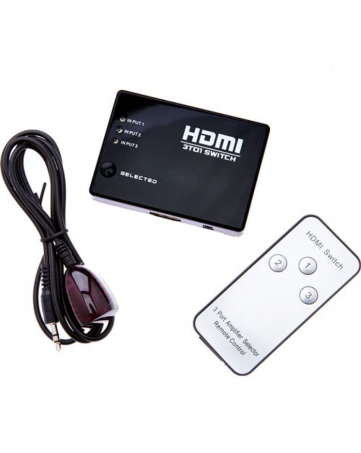 HDMI Switch Splitter 3 υποδοχών σε 1 έξοδο HDMI με τηλεκοντρόλ - OEM 1902
