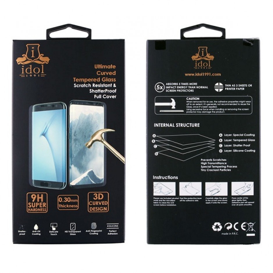 Idol 1991 Tempered Glass Samsung Note 8 N950 0.30mm 3D Full Glue Semi Curved Transparent + Squeezy Card